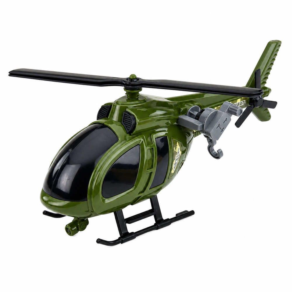 Vojenská helikoptéra se světly, zvuky a hákem, zelená — Světla a zvuky