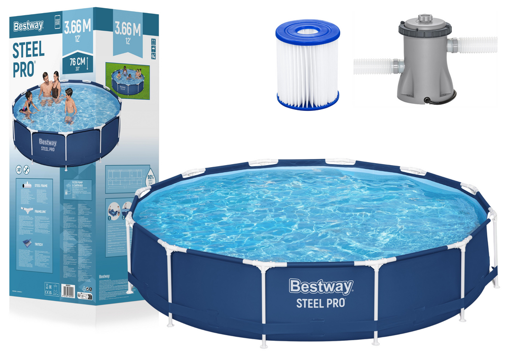 Zahradní bazén Bestway s konstrukcí 366 × 76 cm včetně filtrace — Celkový pohled