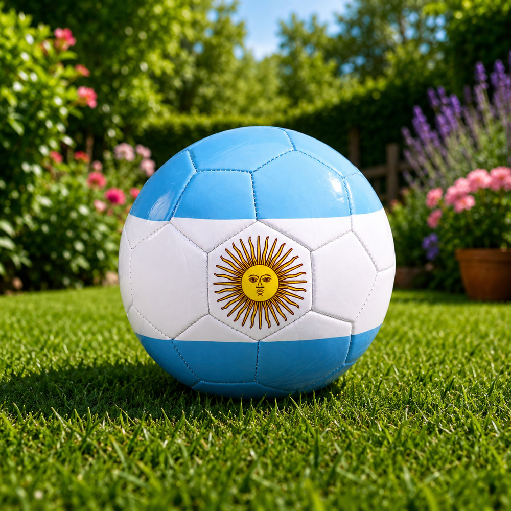 Fotbalový míč LEAN Toys Argentína r.5 22 cm — Materiál a rozměry