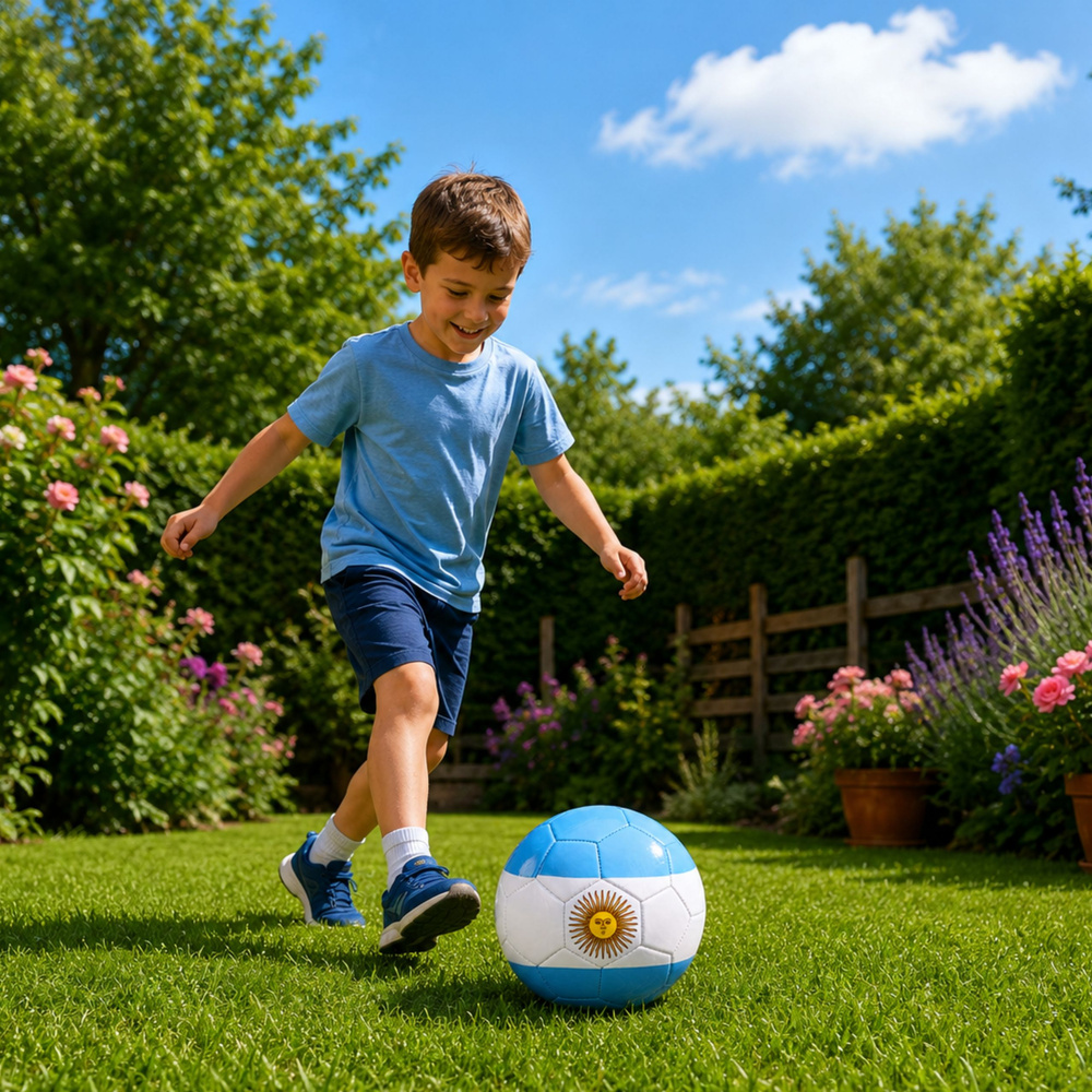 Fotbalový míč LEAN Toys Argentína r.5 22 cm — V provozu