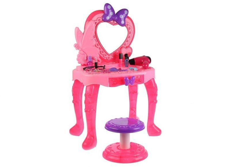 Dětský toaletní stolek LEAN Toys se zrcadlem, světly a zvuky — V provozu