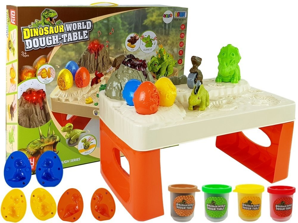 Stůl LEAN Toys s modelovací hmotou, 4 barvy, pro věk 3+, rozměr 58 x 48 x 10 cm — Celkový pohled