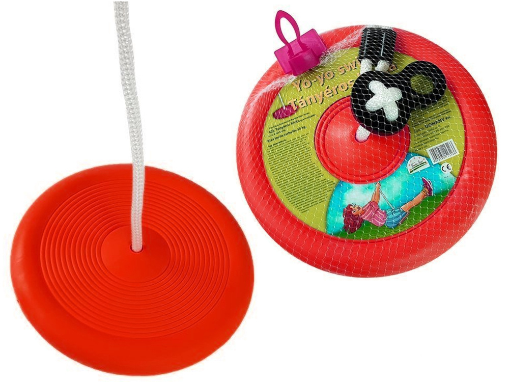 Záhradná kruhová hojdačka pre deti Dorex 423, priemer 28 cm, červená, s bezpečnostným sedadlom