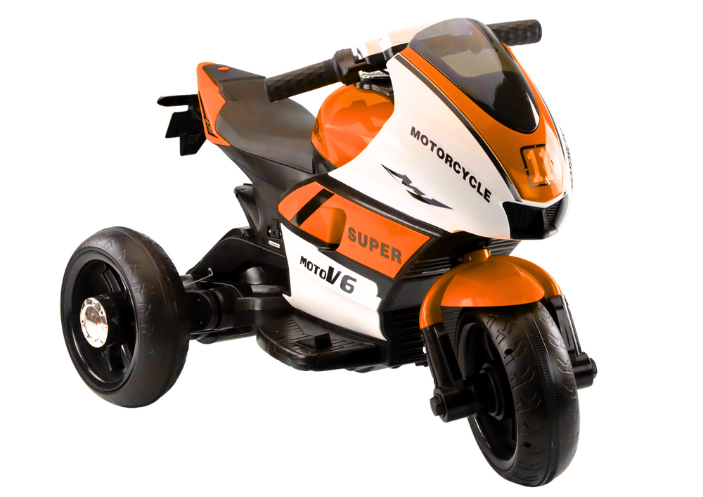 Elektrická motorku LEAN CARS HT-5188, oranžová, 6 V, s diaľkovým ovládaním pre deti vo veku 3–6 rokov