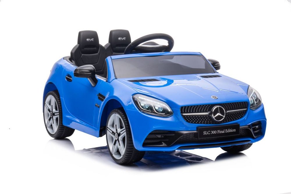 Elektrické autíčko Mercedes SLC 300 modré – detské autíčko s diaľkovým ovládaním a bezpečnostnými pásmi pre deti vo veku 3–8 rokov