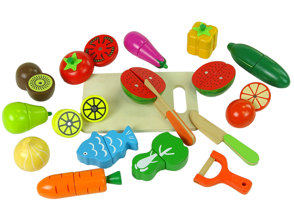 Dřevěné Ovoce a Zelenina do Kuchyně LEAN Toys pro Děti od 6 let — Detail
