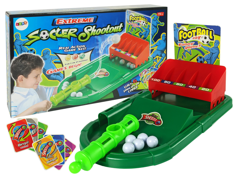 Hra Dovednosťové Strelby Míčkov LEAN Toys - futbalová prestrelka pre deti od 5 rokov s 6 míčkami