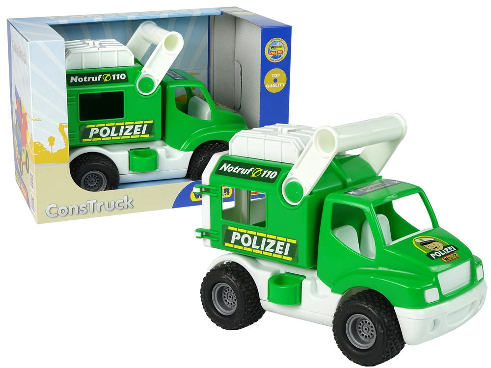 Auto policie ConsTruck zelené LEAN Toys 12m+ — Celkový pohled