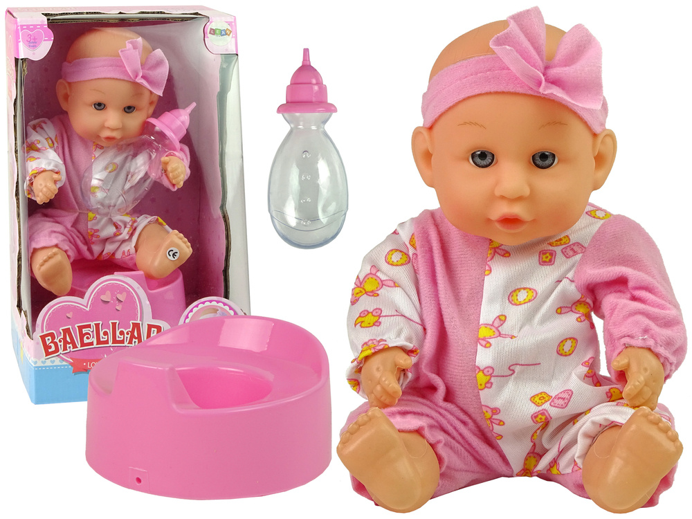 Panenka LEAN Toys 24 cm s nočníkem a lahvičkou — Panenka v pyžamu