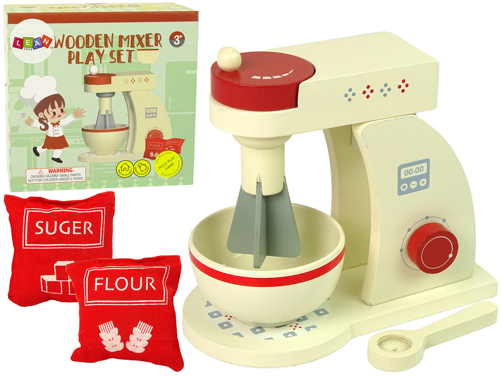 Dřevěný kuchyňský robot mixér LEAN Toys 18x10x20 cm s příslušenstvím pro děti od 3 let
