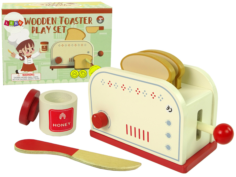 Dřevěný toustovač LEAN Toys pro děti od 3 let - hračka rozvíjející kreativitu a manuální dovednosti