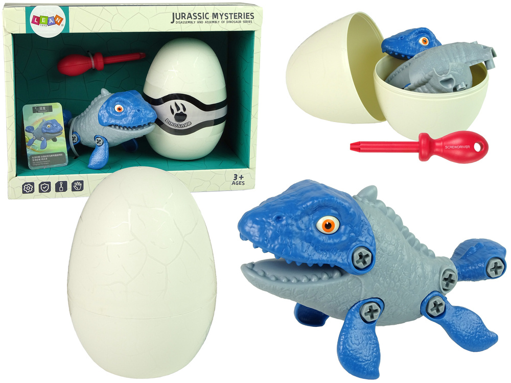 Stavebnice Dinosaurus Mosasaurus LEAN Toys s vejcem a šroubovákem - rozvoj motoriky a logického myšlení