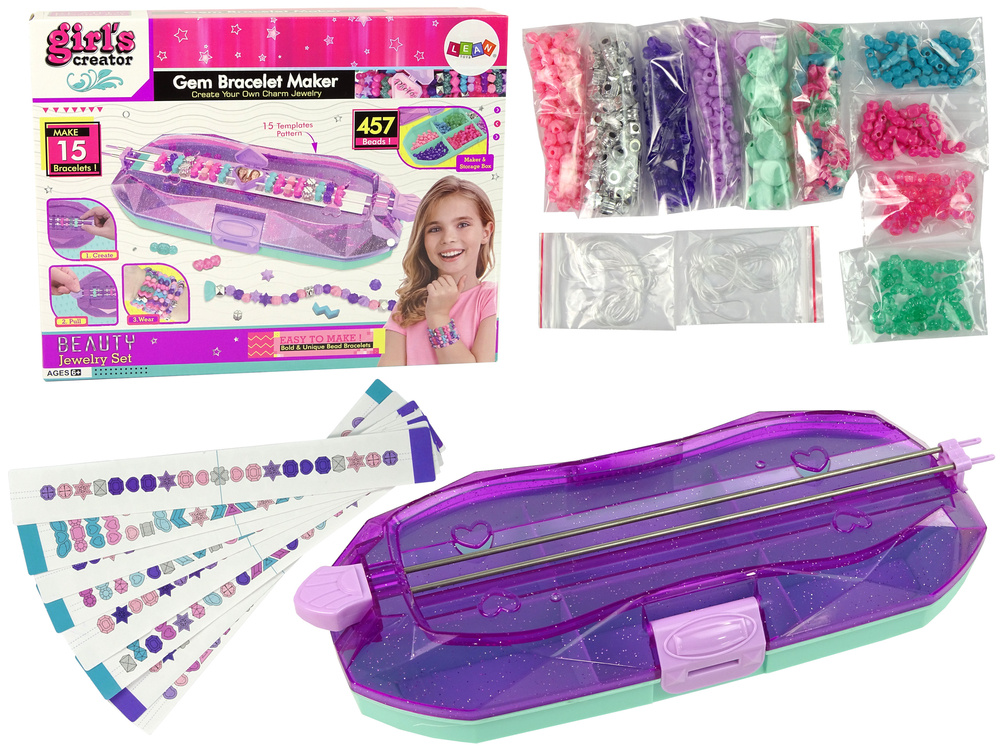 Sada na výrobu náramkov LEAN Toys Barevné korálky Krabička Kreator 411 diel kreatívne tvorenie šperkov