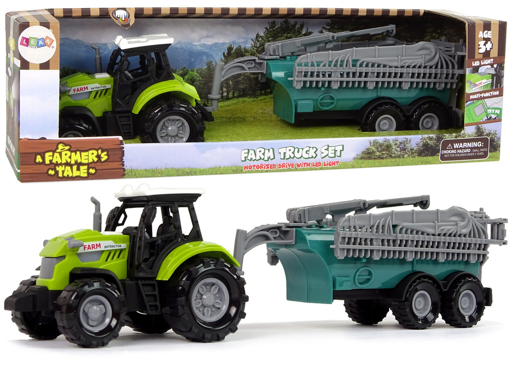 Zelený Zemědělský Traktor s Postřikovačem LEAN Toys se Zvuky - Realistický Design s Funkčním Postřikovačem