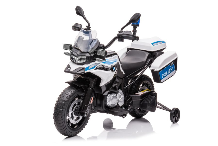 Dětský Elektrický Policajný Motocykl LEAN CARS JT5002B Bílý - Realistický Design s Policejními Prvky