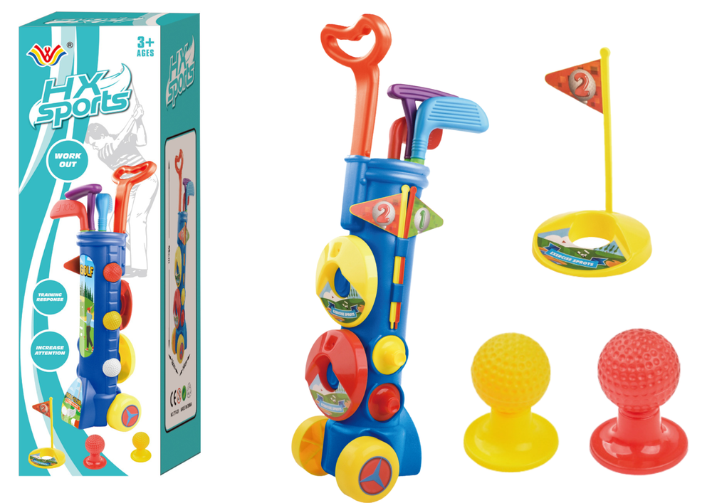 Velká sada na mini golf LEAN Toys s golfovým vozíkem - kompletní sada pro děti 3 hole 3 míčky