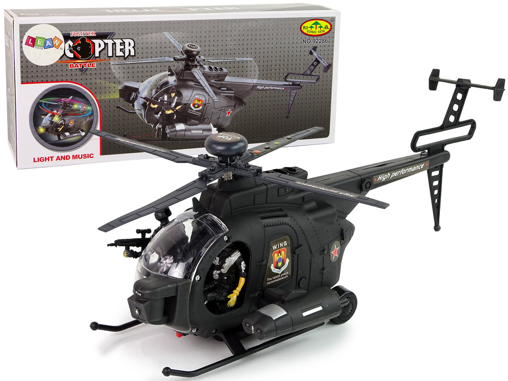 Vojenský vrtulník LEAN Toys se světelnými křídly na baterie pro děti od 3 let