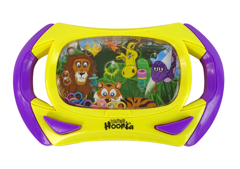 Vodní hra dovednostní Zvířata konzole žlutá LEAN Toys - kapesní hra na obratnost pro děti od 3 let