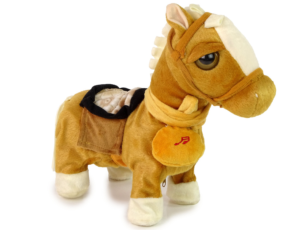 Interaktivní plyšový kůň LEAN Toys, světle hnědý, 34 cm, pro děti od 3 let — Celkový pohled