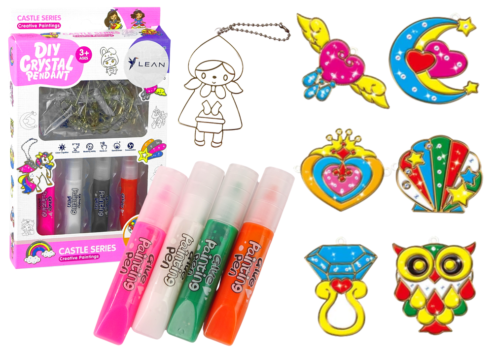 Vitráže Závěsky k Malování se Zaschlými Barvami 6 ks LEAN Toys - kreativní sada pro děti od 3 let