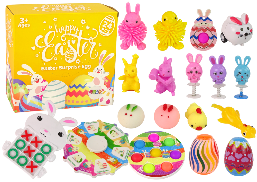 Sada Velikonočních Antistresových Fidget Hraček 18 Ks LEAN Toys 3+ 20 x 20 x 11 cm 600 g — Celkový pohled