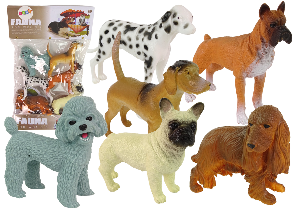 Sada 6 psích figurek LEAN Toys - vzdělávací hračka s rasovými psy pro děti od 3 let