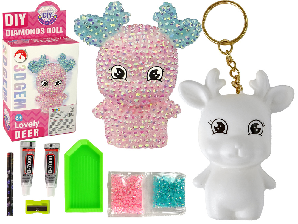 Kreatívna sada DIY Diamantový Sob LEAN Toys 3D ružový prívesok s kryštálikmi pre deti od 6 rokov