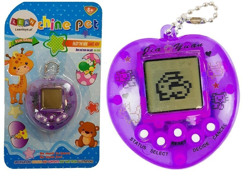 Elektronická hra LEAN Toys Tamagotchi Fialová s krátkým řetízkem — Celkový pohled