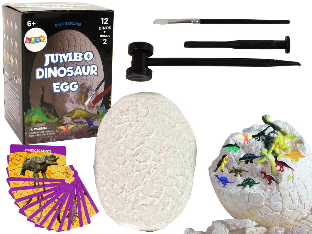 Archeologická sada Obrovské vejce 12 figurek dinosaurů LEAN Toys - vykopávky s nástroji pro děti od 6 let