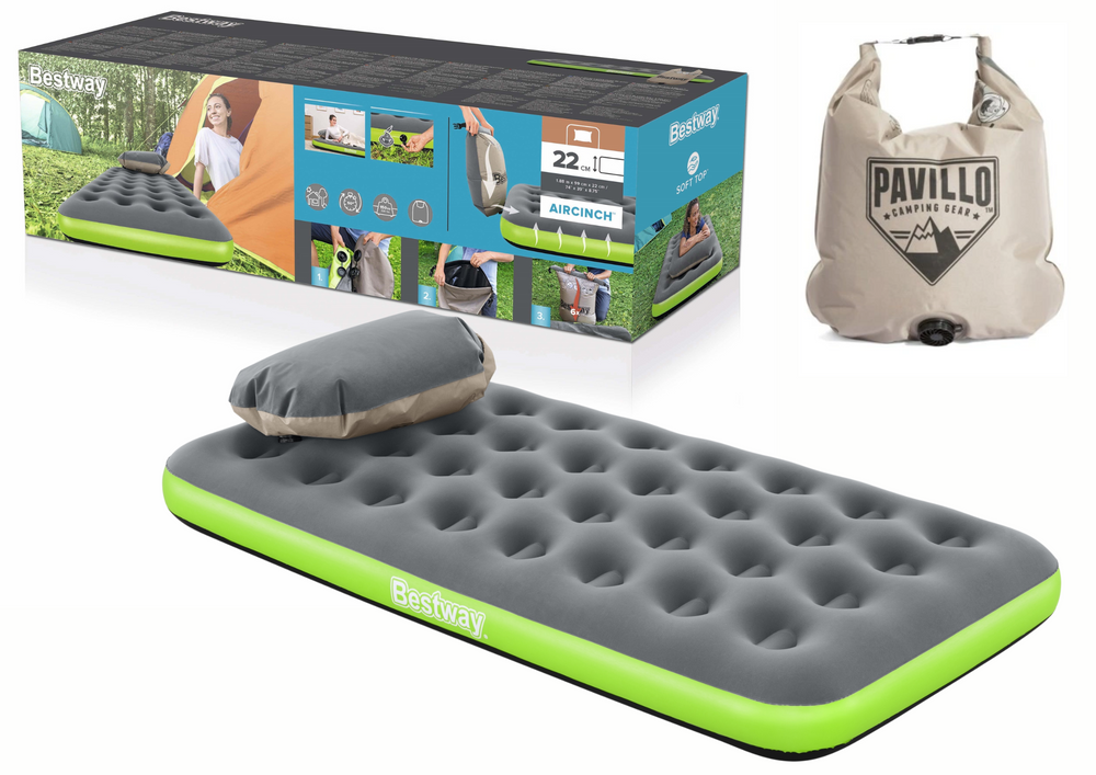 Nafukovací matrace Bestway 67619 188×99×22 cm s velurovým povrchom - turistická matrace na vnútorné i vonkajšie použitie
