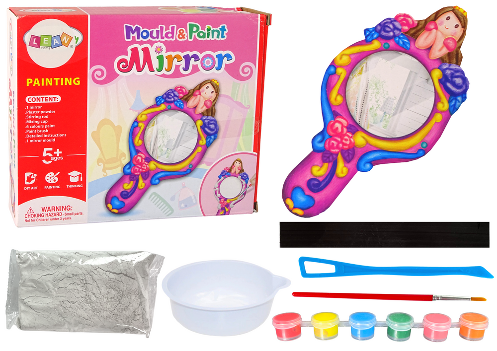 Kreativní sada zrcátkových forem na sádru LEAN Toys - umělecká tvorba s barvami a zrcátkovými efekty pro děti