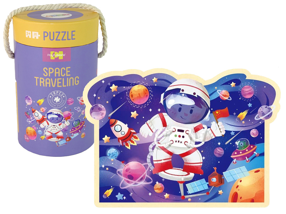 Puzzle ve Tubě Vesmír 28 Dílů LEAN Toys pro děti od 3 let s motivy kosmonautů a planet