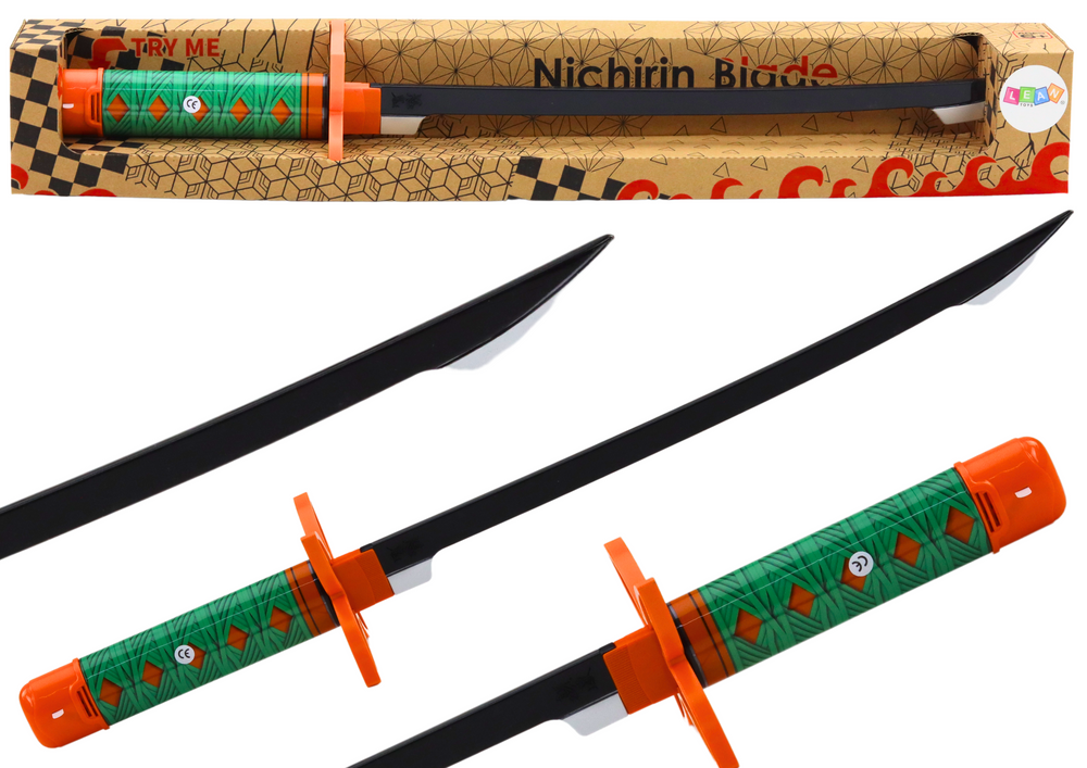 Elektronický Samurajský Meč Nichirin LEAN Toys - Zelená Rukojeť se Zvukovými Efekty