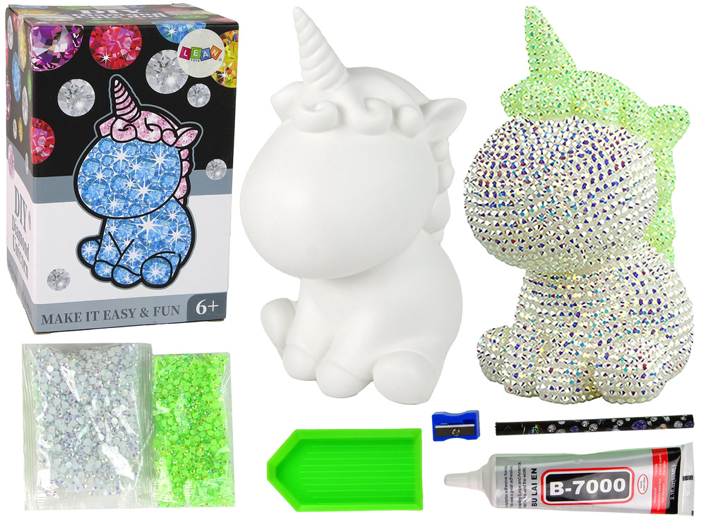 Kreativní sada Jednorožec DIY s diamanty LEAN Toys - zelená varianta pro děti od 6 let