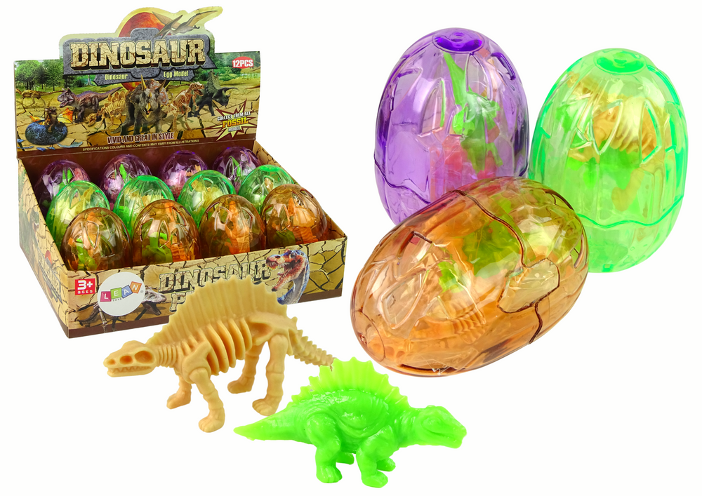 Veľké Dino Vajce s 2 Dinosauromi LEAN Toys 9 cm - Prehľadné Vajce s Prekvapením