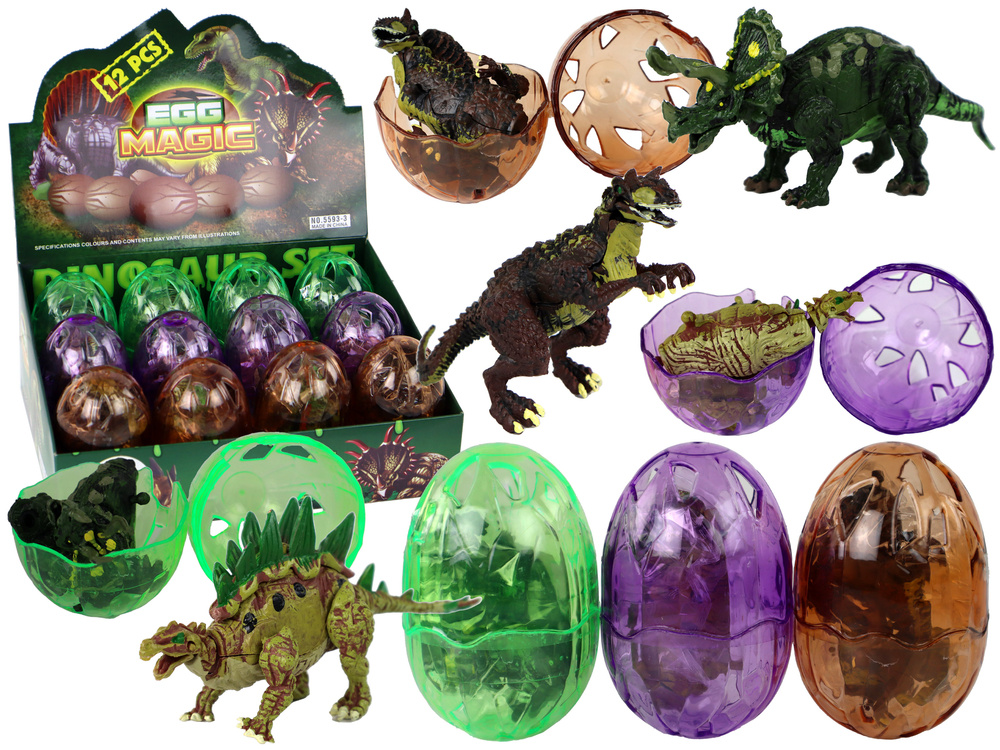 Dinosaurské vajíčko s figurkou LEAN Toys - prekvapenie v 3 farbách 9 cm pre deti od 3 rokov