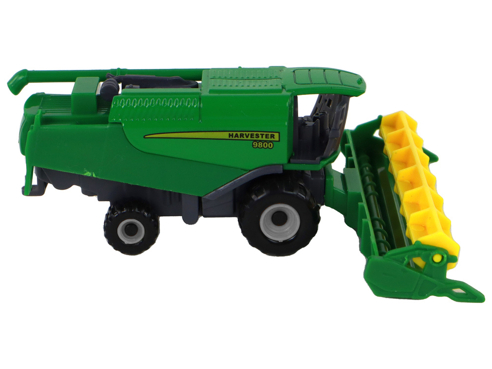 Dětský zelený kombajn LEAN Toys - plastová hračka 8 cm s odnímatelným vybavením CE certifikace