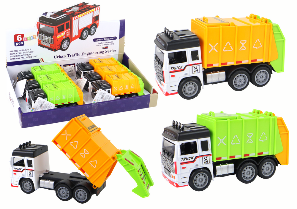 Popelářský vůz s přívěsem LEAN Toys 3+ let frikční pohon otevíratelný přívěs