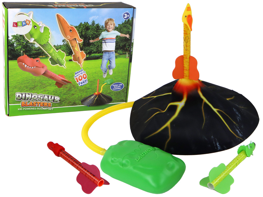 Vulkanická Raketa Dinozóři LEAN Toys - hra na dvůr až 30m dosah pro děti od 3 let