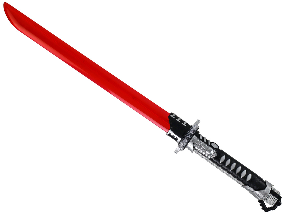 Dětský svítící samurajský meč LEAN Toys 73 cm červený s válečnými zvuky na baterie
