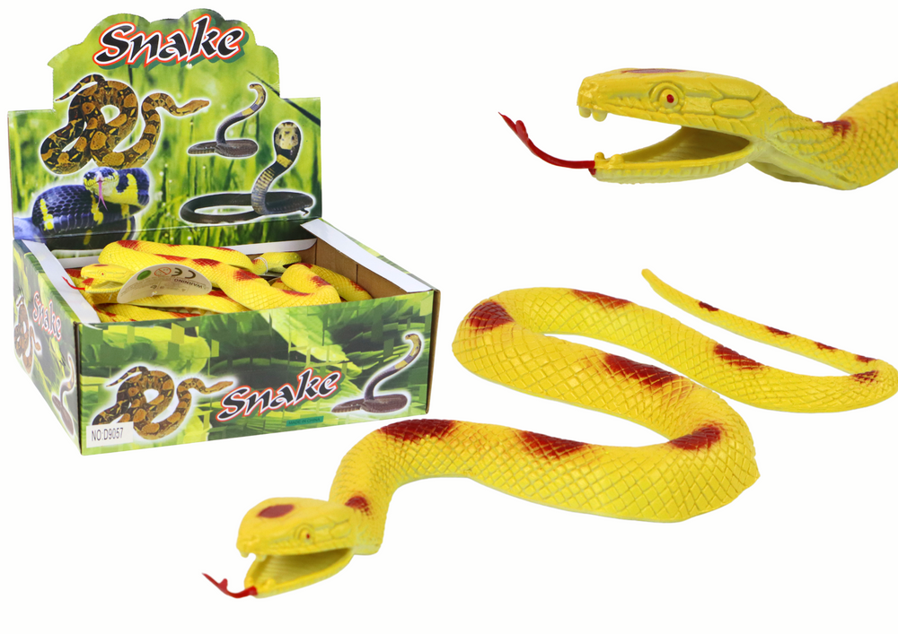 Umělý gumový had žlutý s červenými skvrnami LEAN Toys 25cm - realistická hračka pro děti od 3 let