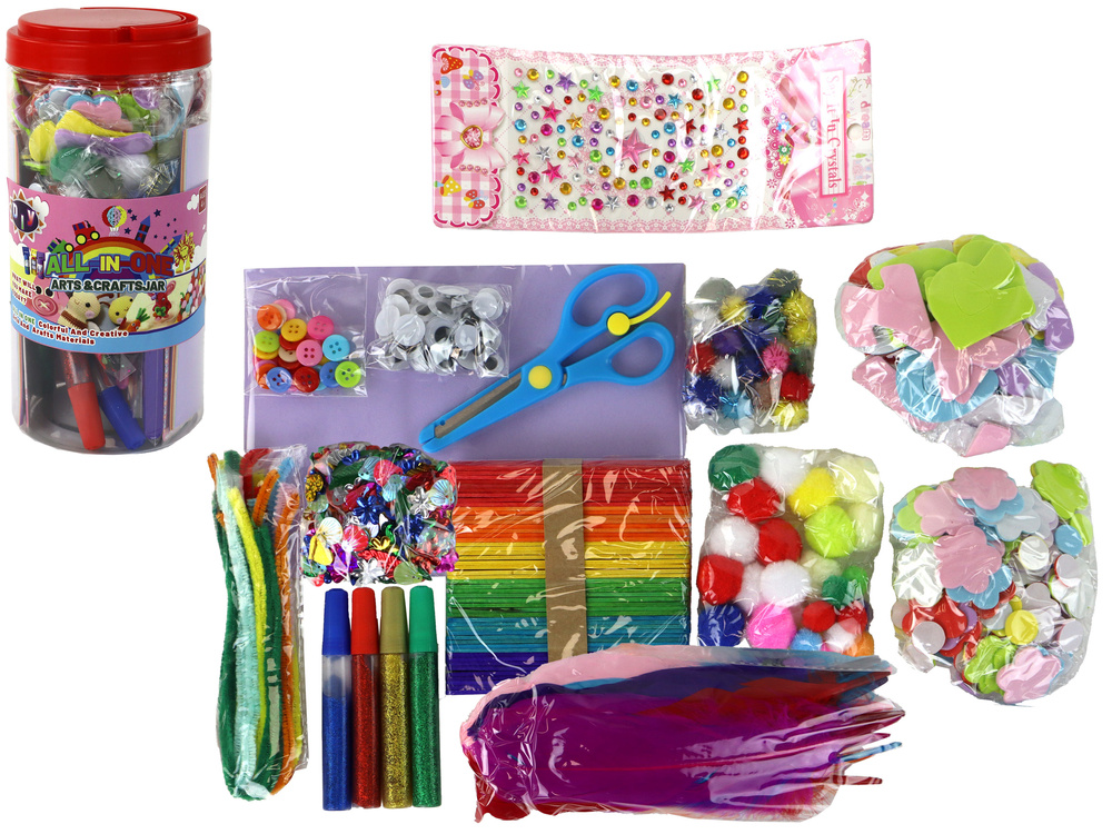 Kreativní umělecká sada v dóze DIY LEAN Toys - výtvarné materiály pro děti od 4 let
